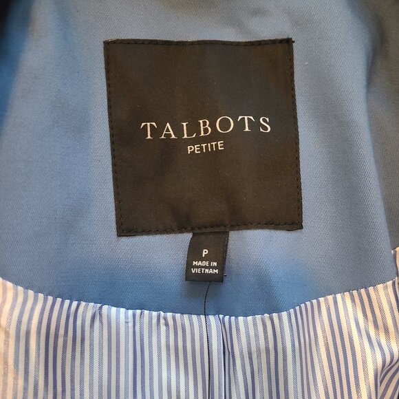 NEW Talbots Blue Trench Coat Petite P Belted - Picture 4 of 6